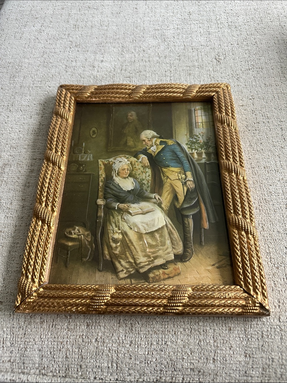 Antique George & Martha Lithograph in Original Frame - Celebrate USA’s 250th!